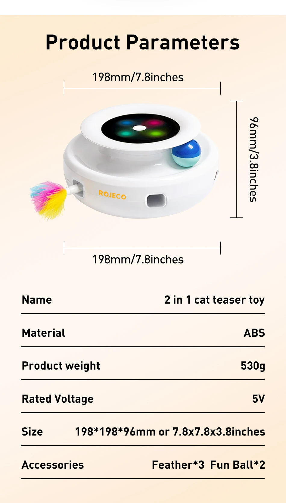 ROJECO 2 in 1 Smart Feather Toy