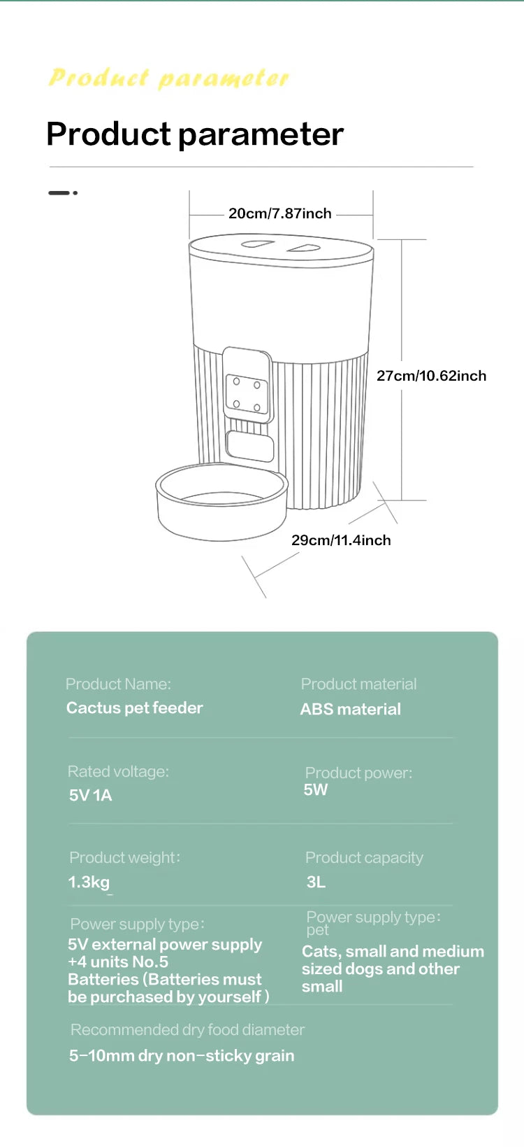 Papifeed Smart Feeder With Wifi 3L