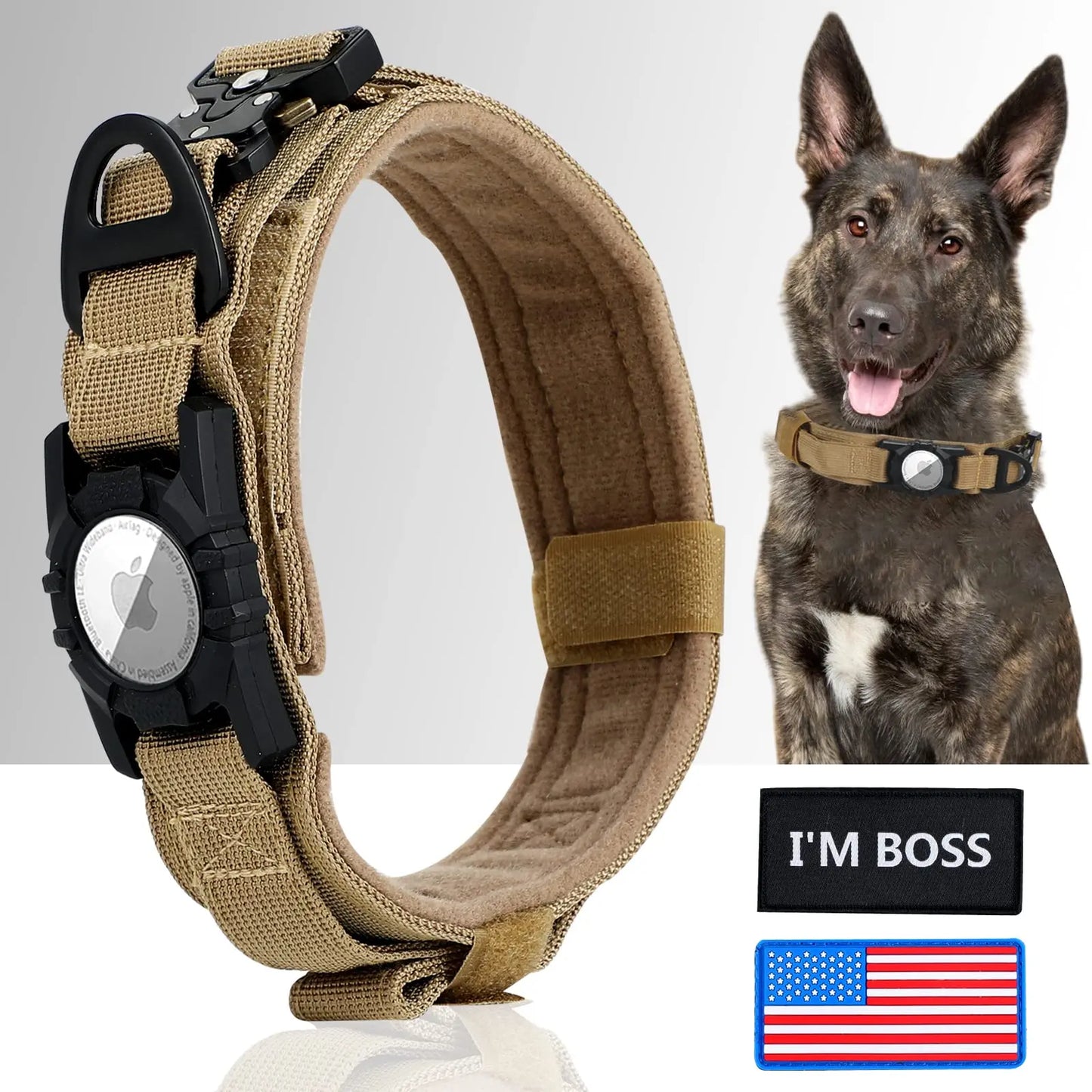 Tactical Dog Collar with AirTag Holder